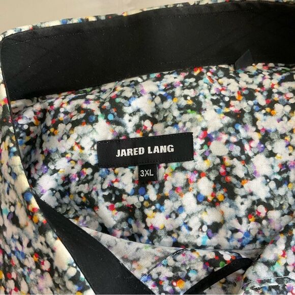 Jared Lang Colorful Print Black Folded Cuff Long Sleeve Button Down Shirt 3XL - Picture 11 of 12